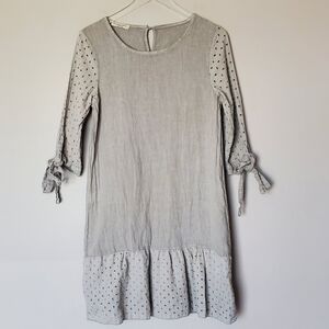 Francesca Bettini Linen Cotton Eyelet Lace Dress Made in Italy